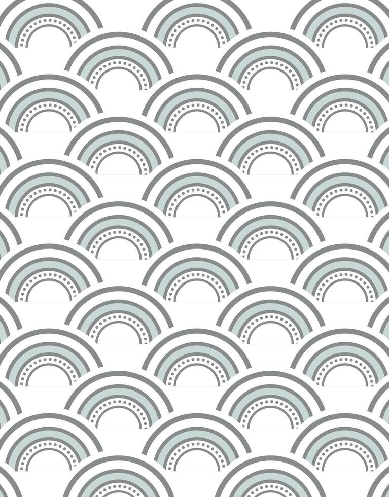 Minimalist Gray Rainbow Pattern Scandinavian Style Half Circles vector