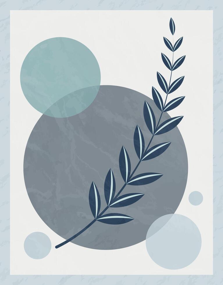 Minimalist Botanical Illustration with Abstract Circles Modern Plant Art Design vector