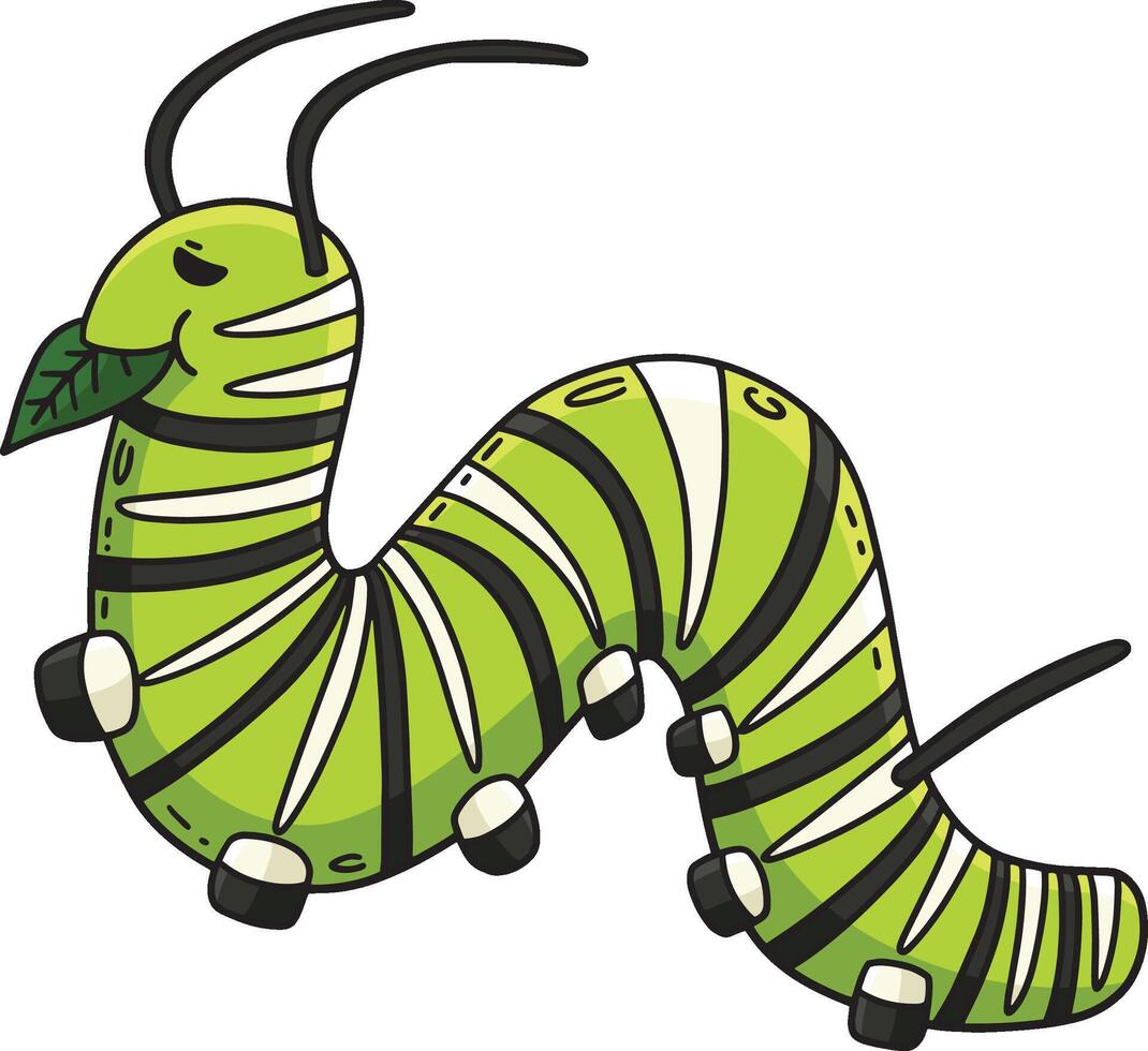 Cartoon caterpillar with green stripes vector