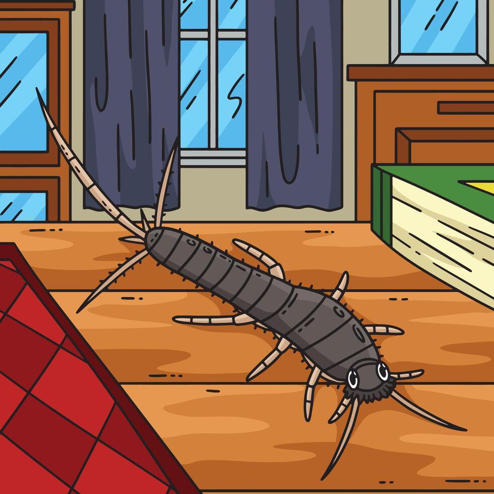 Silverfish insect on wooden floor vector