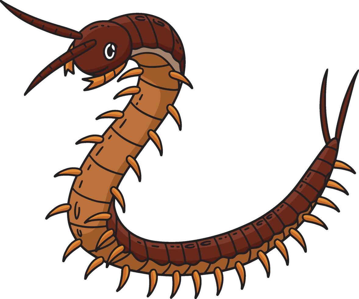 Insect Centipede Animal Cartoon Colored Clipart vector