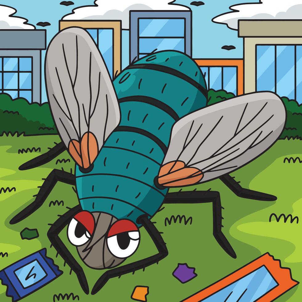 Insect Blow Fly Animal Colored Cartoon vector