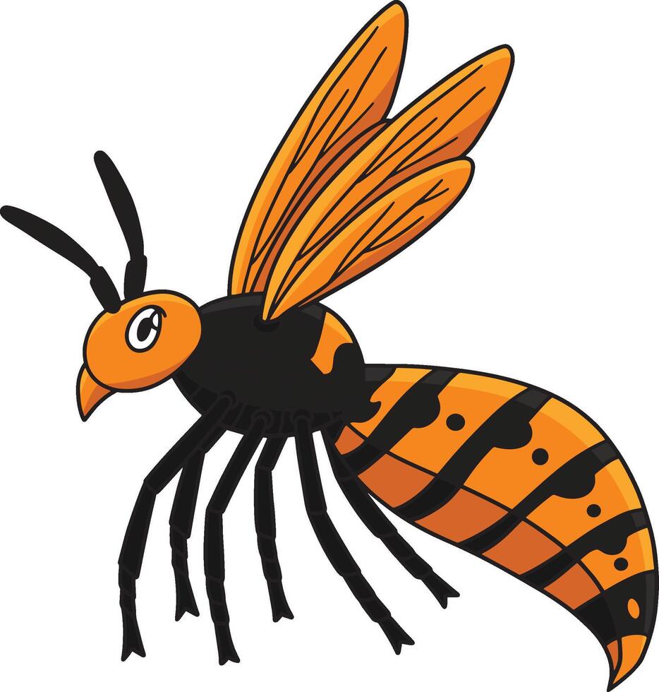 Insect Hornet Animal Cartoon Colored Clipart vector