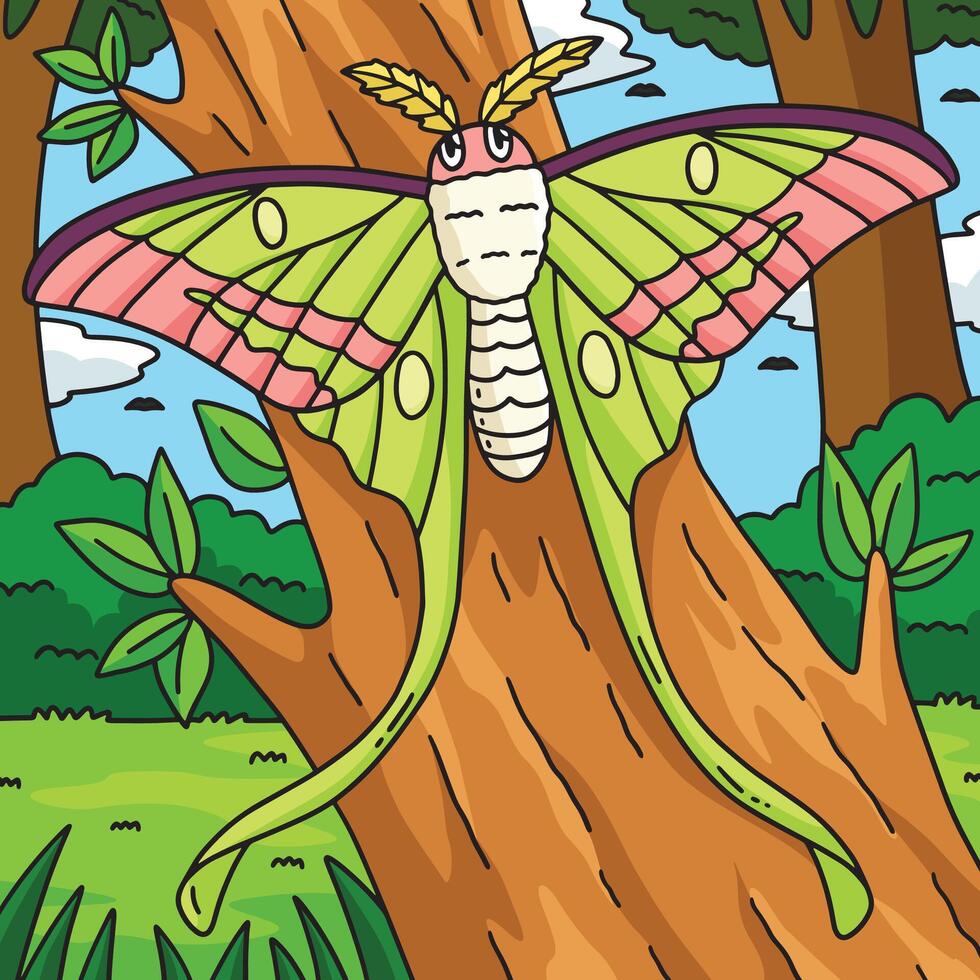Insect Luna Moth Animal Colored Cartoon vector