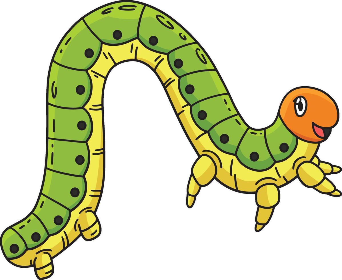 Insect Inchworm Animal Cartoon Colored Clipart vector