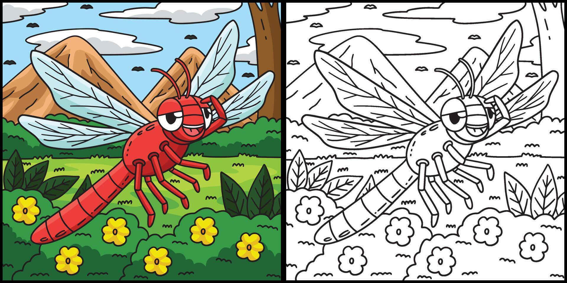 Insect Dragonfly Animal Colored Illustration vector
