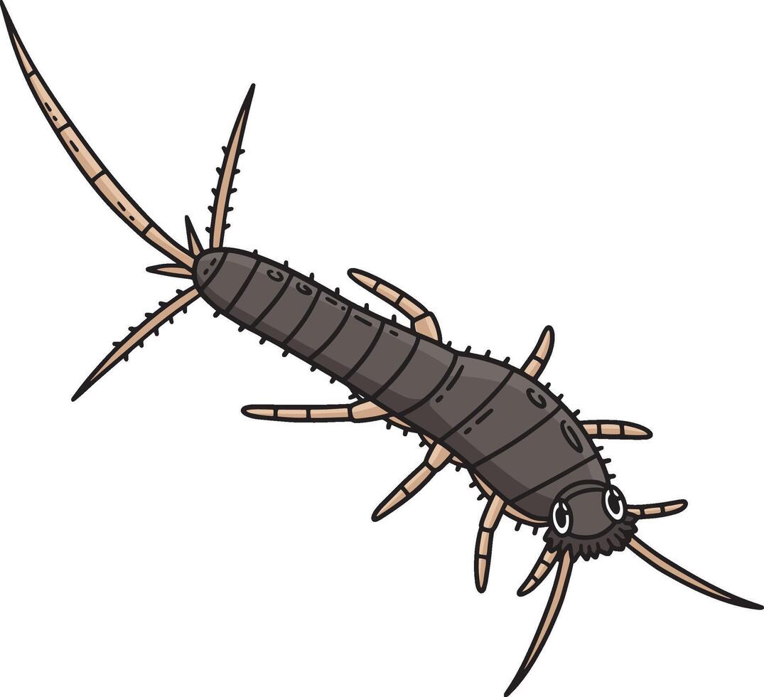 Insect Silverfish Animal Cartoon Colored Clipart vector