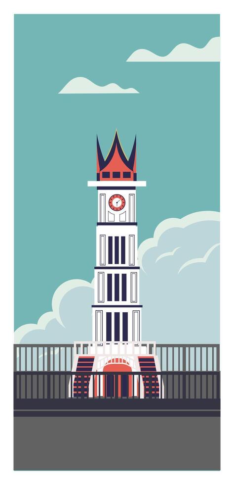 Gadang tower clock travel Indonesia vector