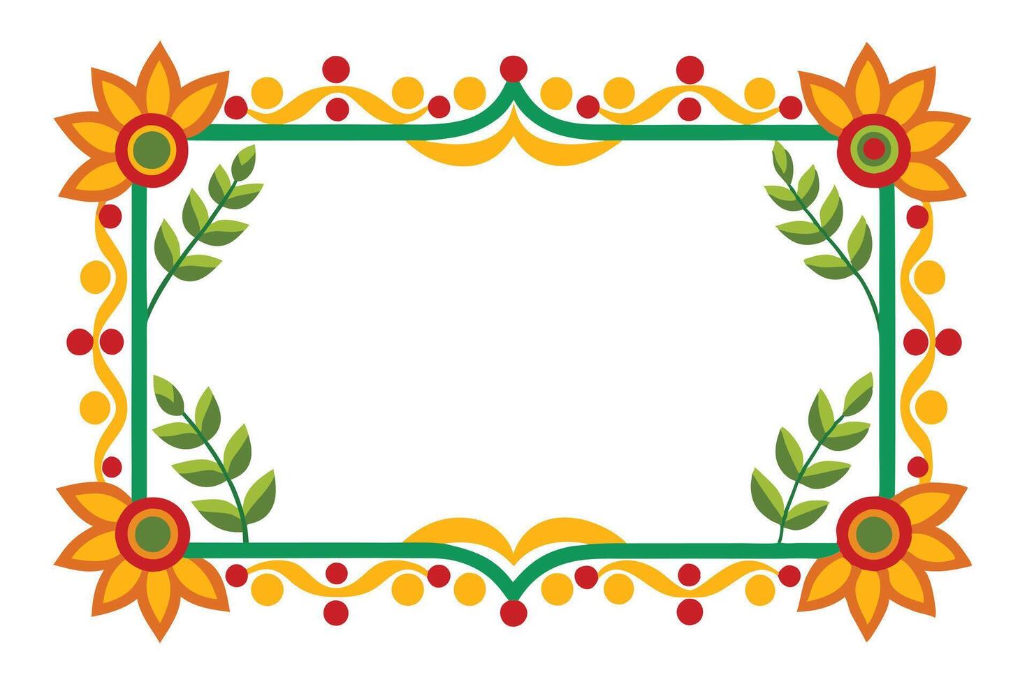 Vibrant Floral Mexican Fiesta Frame, Festive Design for Invitations, Joyful and Colorful Border for Celebrations vector