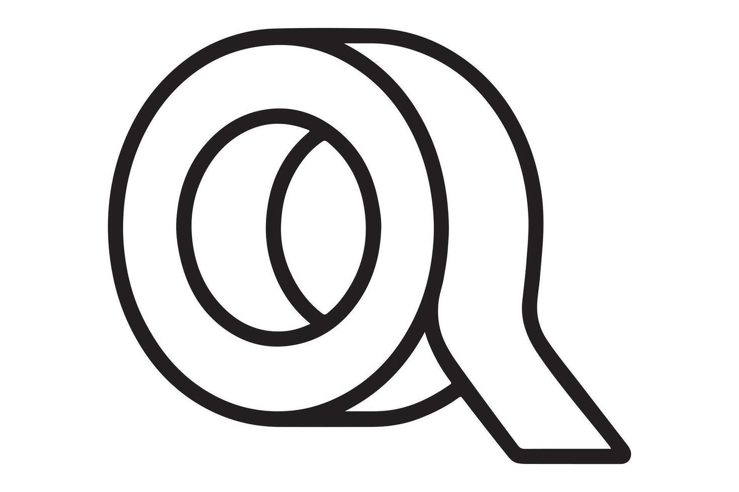 Illustration of a roll of tape with black outline on white vector