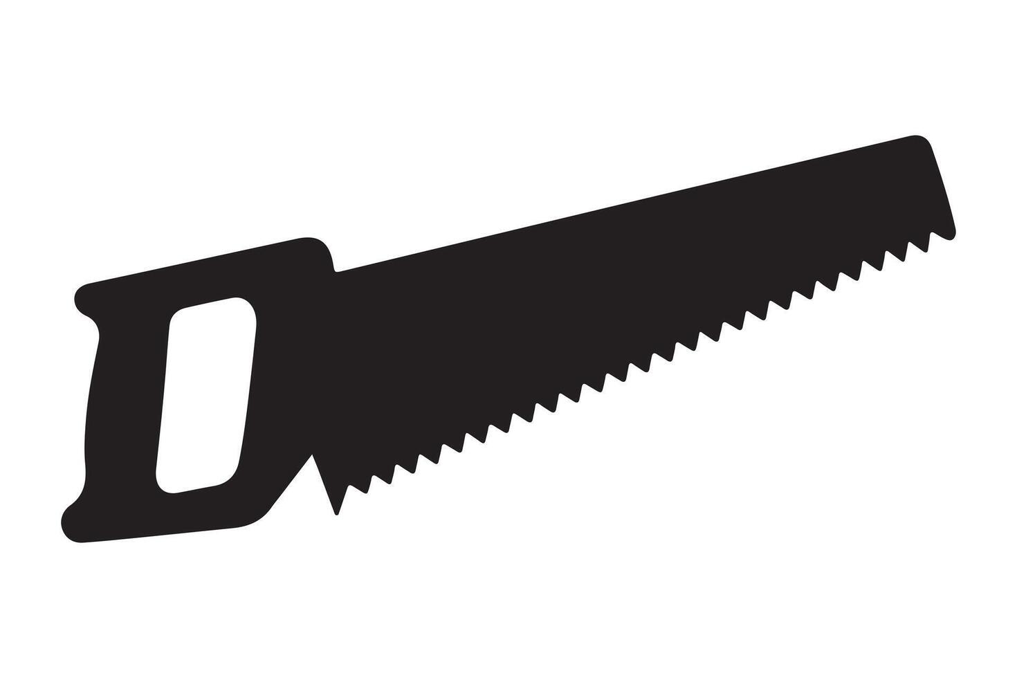 Isolated black silhouette of a hand saw on white background vector