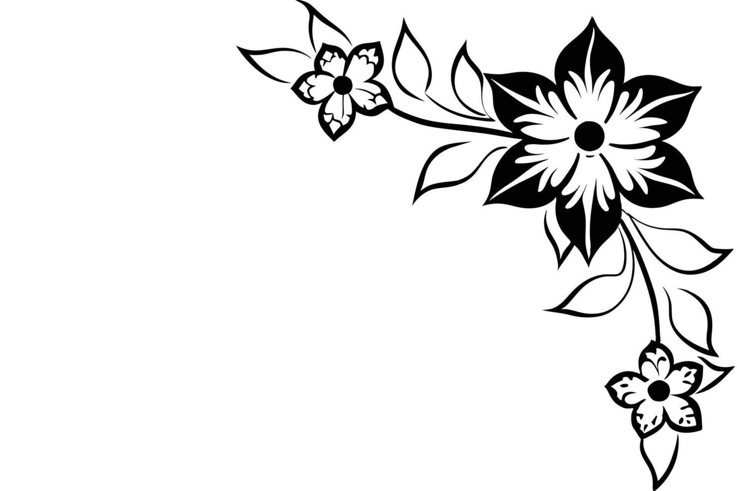 Elegant Black and White Floral Corner Design A Serene, Artistic Flourish for Invitations and Decorations vector