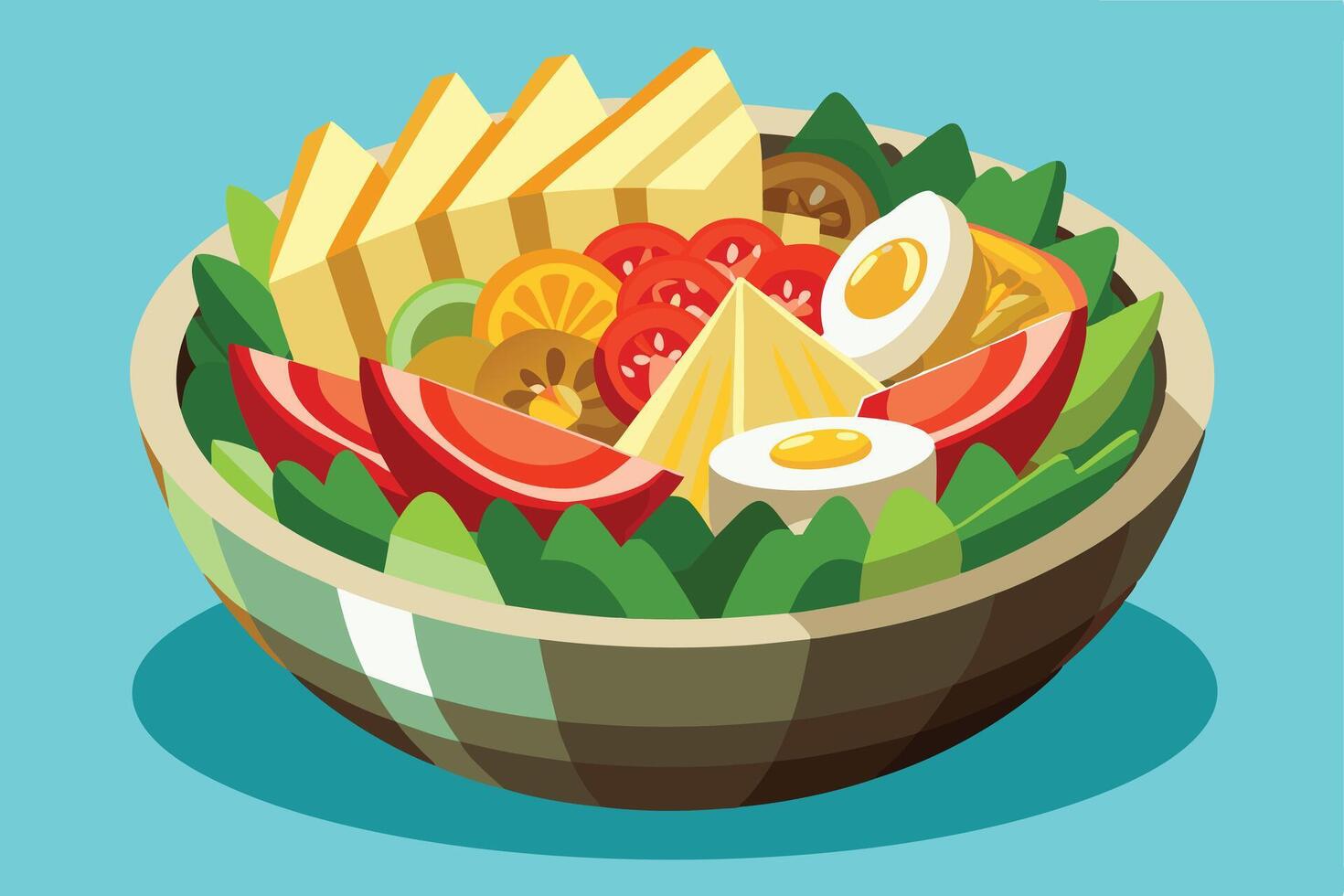 Vibrant and Delicious Fruit and Cheese Salad in a Rustic Bowl, a Delightful Summer Meal vector