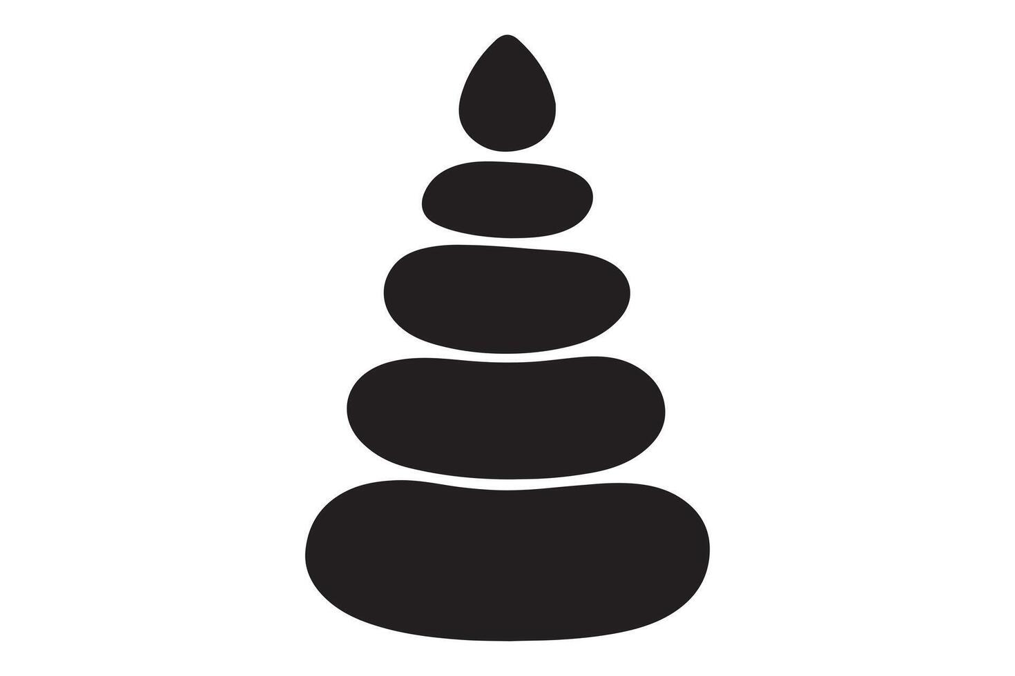 A black silhouette of a stacked stone cairn on white vector