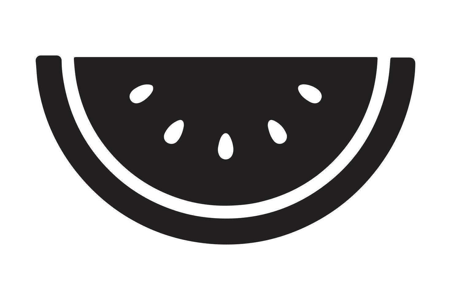 Black silhouette of a watermelon slice with white seeds vector