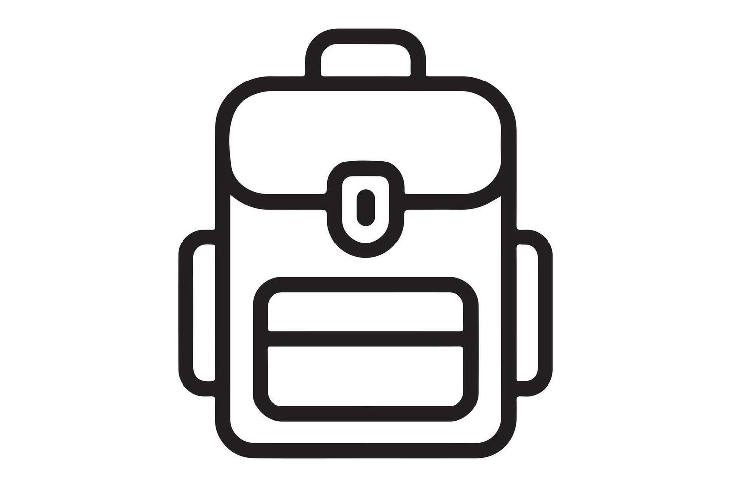 Simple line drawing of a backpack with front pocket icon vector