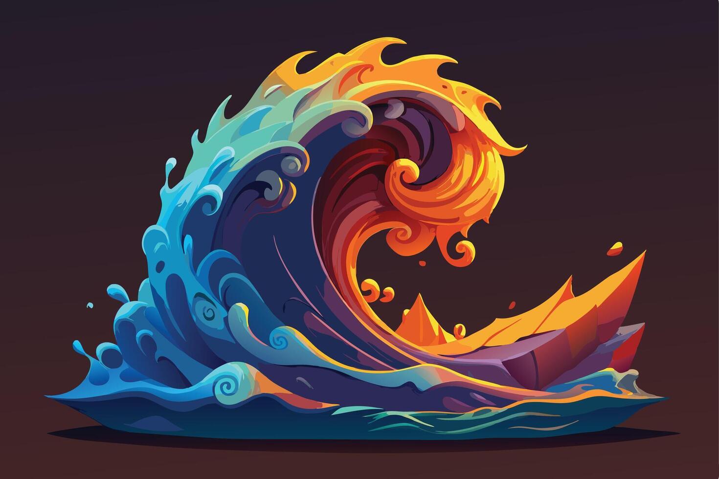 Colorful ocean wave illustration vector