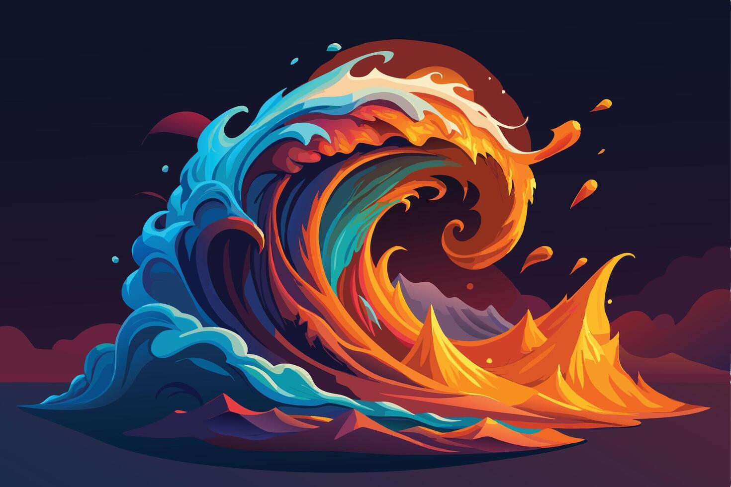 Colorful wave illustration art vector