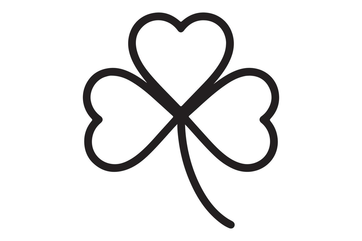 A simple black outline of a shamrock on white background vector