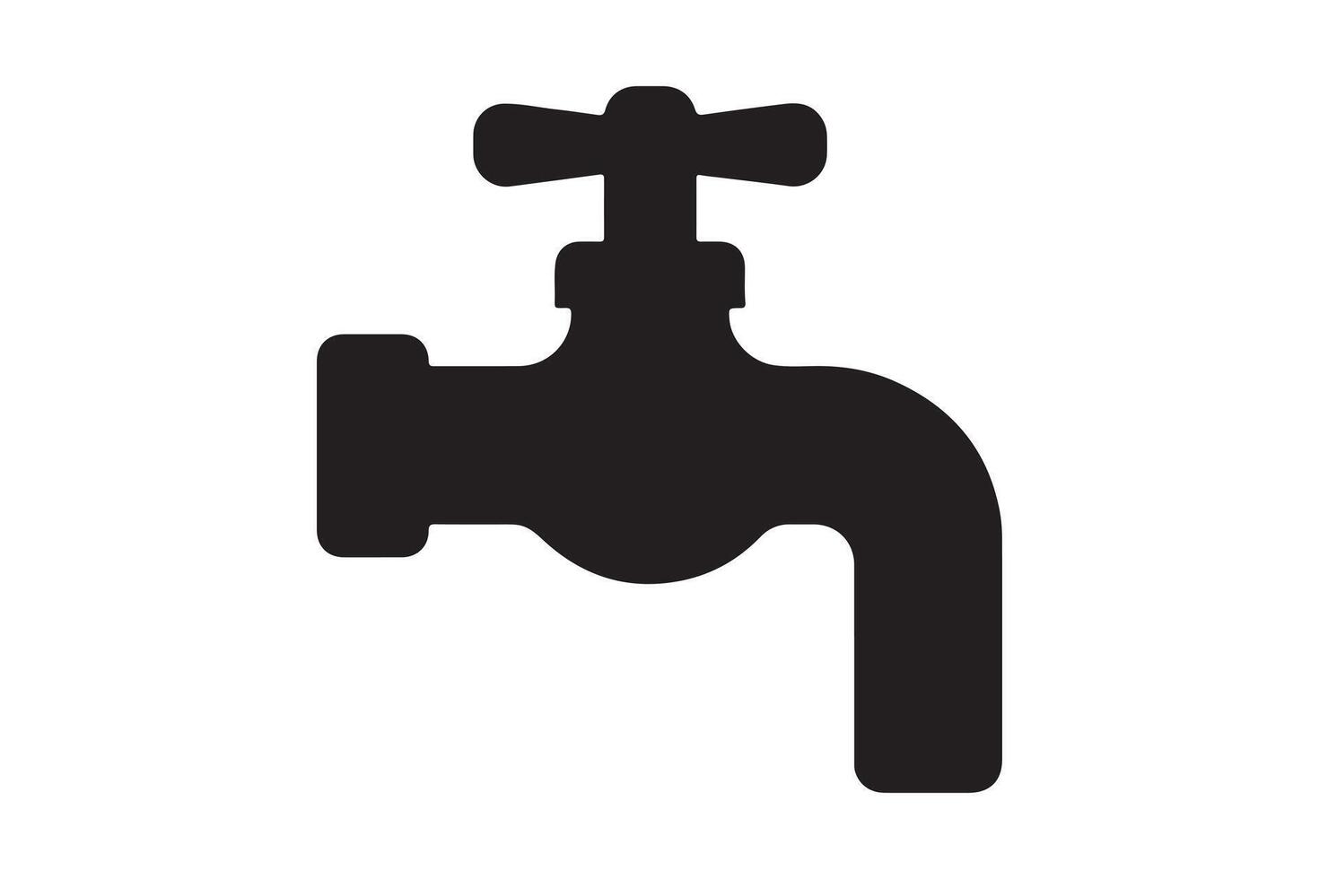 A black silhouette of a water faucet on a white background vector