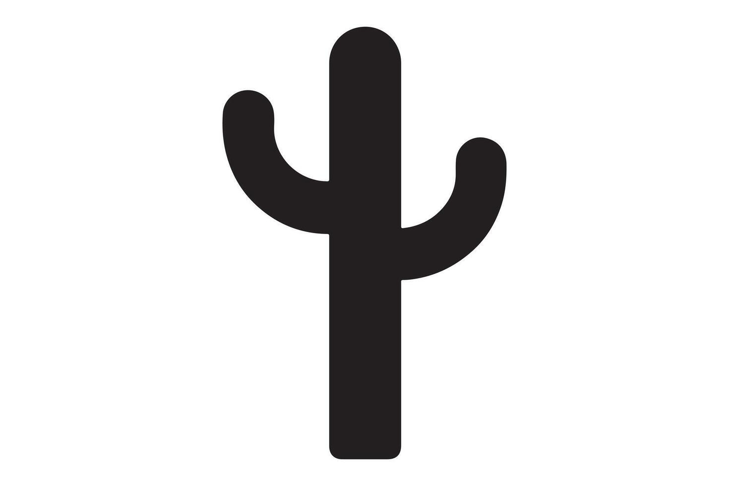 Simple black saguaro cactus silhouette on a white background vector