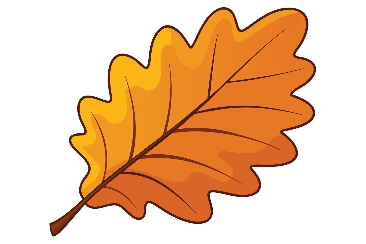 Vibrant Orange Autumn Oak Leaf Isolated on White Background, Illustrative Fall Foliage, Cheerful Seasonal Design Element vector