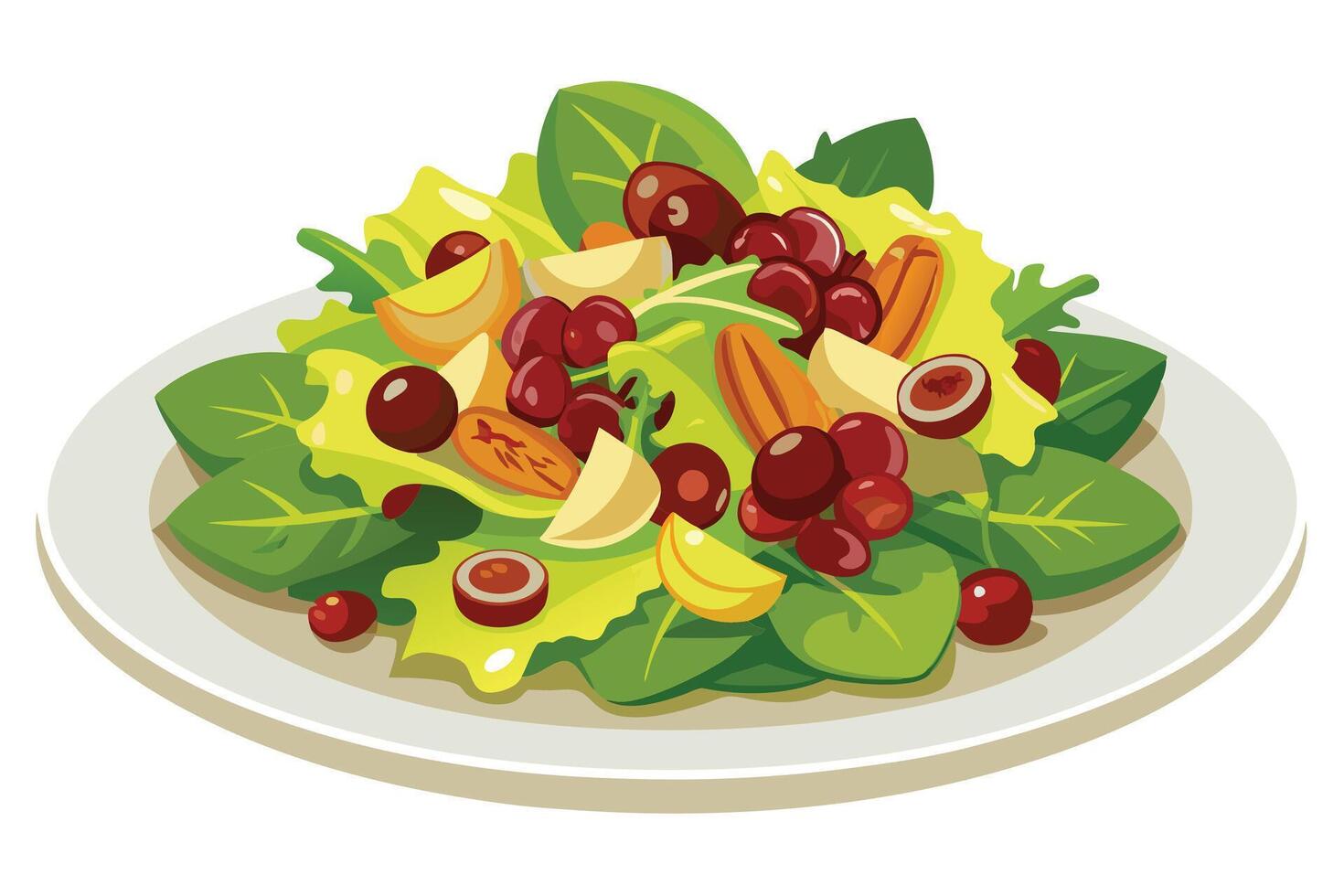 Delicious and Refreshing Fruit and Nut Salad on a Plate, Perfect for a Healthy and Vibrant Meal vector