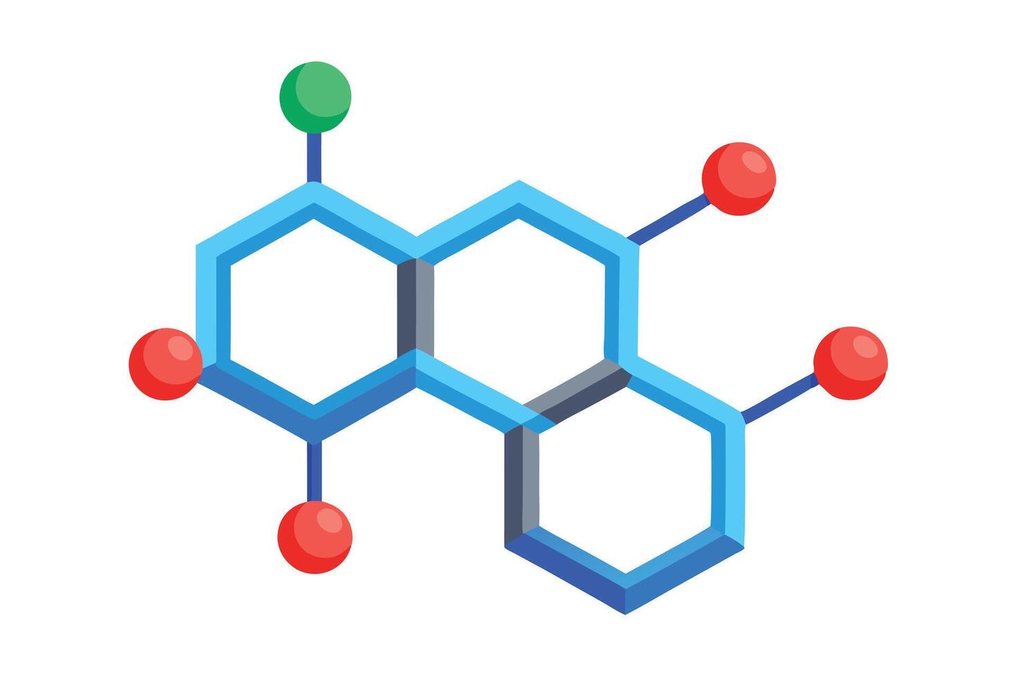 Complex Molecular Structure A Vibrant 3D Illustration of a Chemical Compounds Isometric Design - Professional digital artwork with vibrant colors and detailed composition vector
