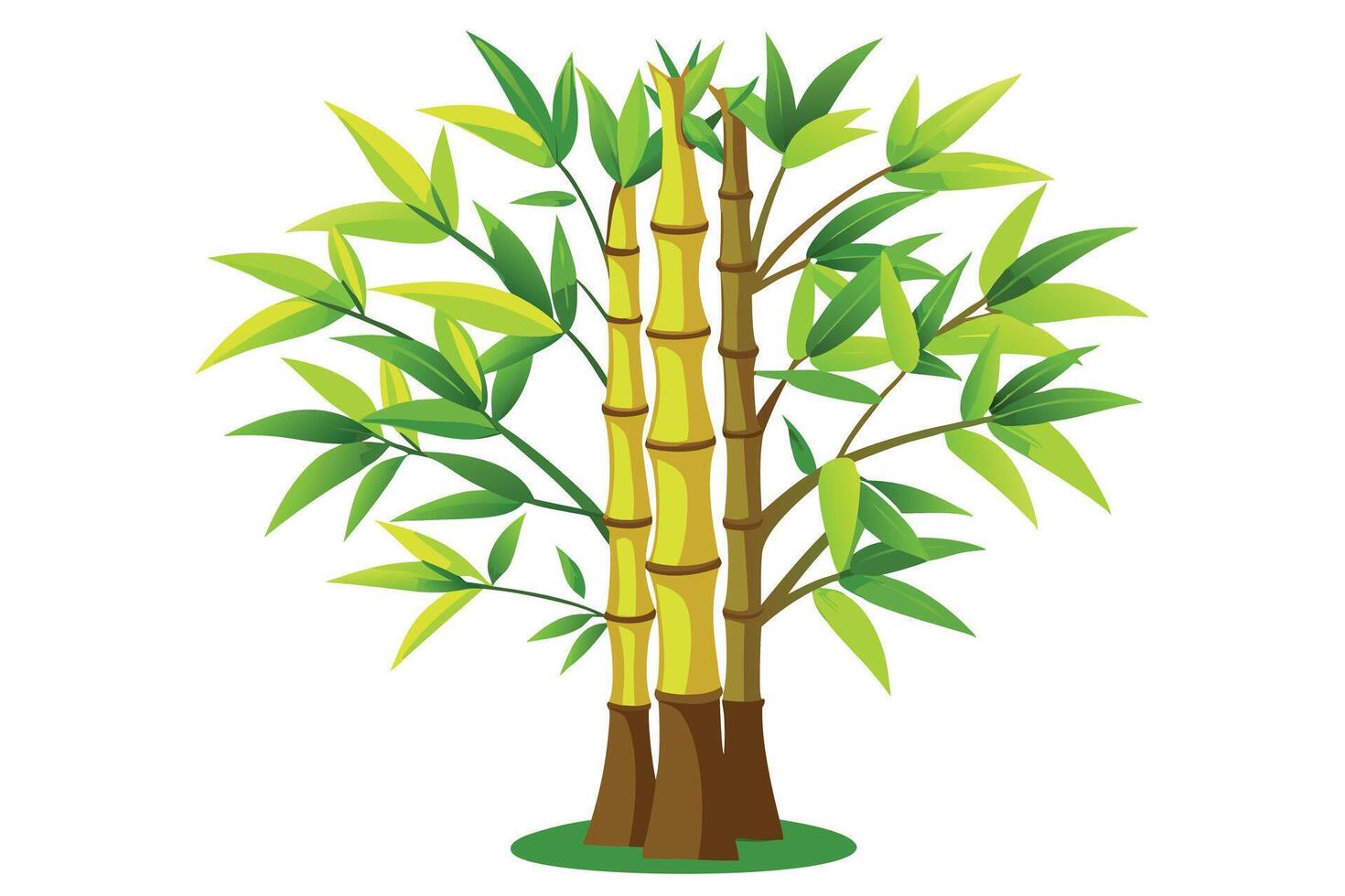 Serene Bamboo Grove Illustration Lush Green Leaves and Golden Stalks Against a White Background - Professional digital artwork with vibrant colors and detailed composition vector