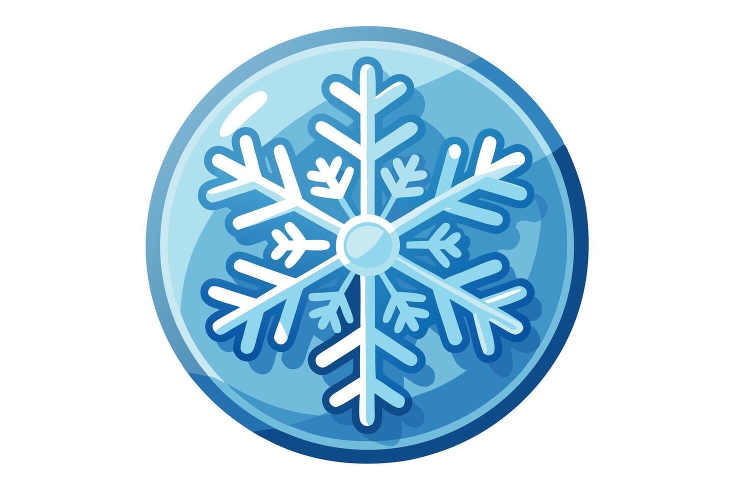 Serene Winter Snowflake Icon A Calming Blue Crystal Orb Featuring a Detailed Snowflake Design, Perfect for Holiday Themes and Winter Branding vector