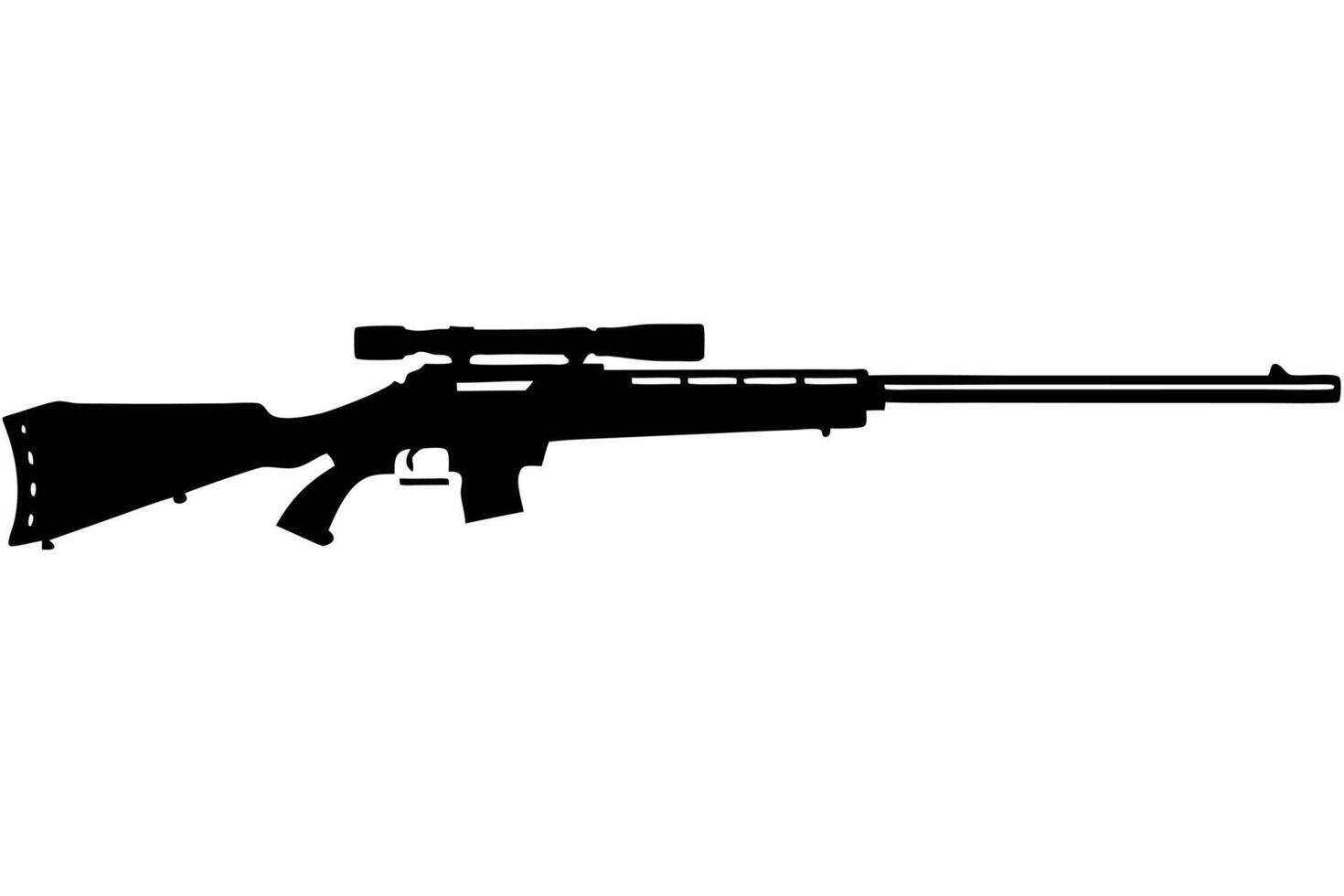 Powerful Bolt-Action Rifle with Scope, Dramatic Silhouette, Isolated on White Background, Hunting Weapon, Serious Mood vector