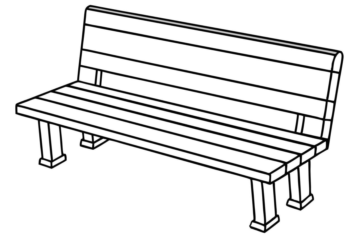 Serene Park Bench Illustration A Simple Line Drawing of a Wooden Bench, Perfect for Relaxation and Peaceful Outdoor Settings vector