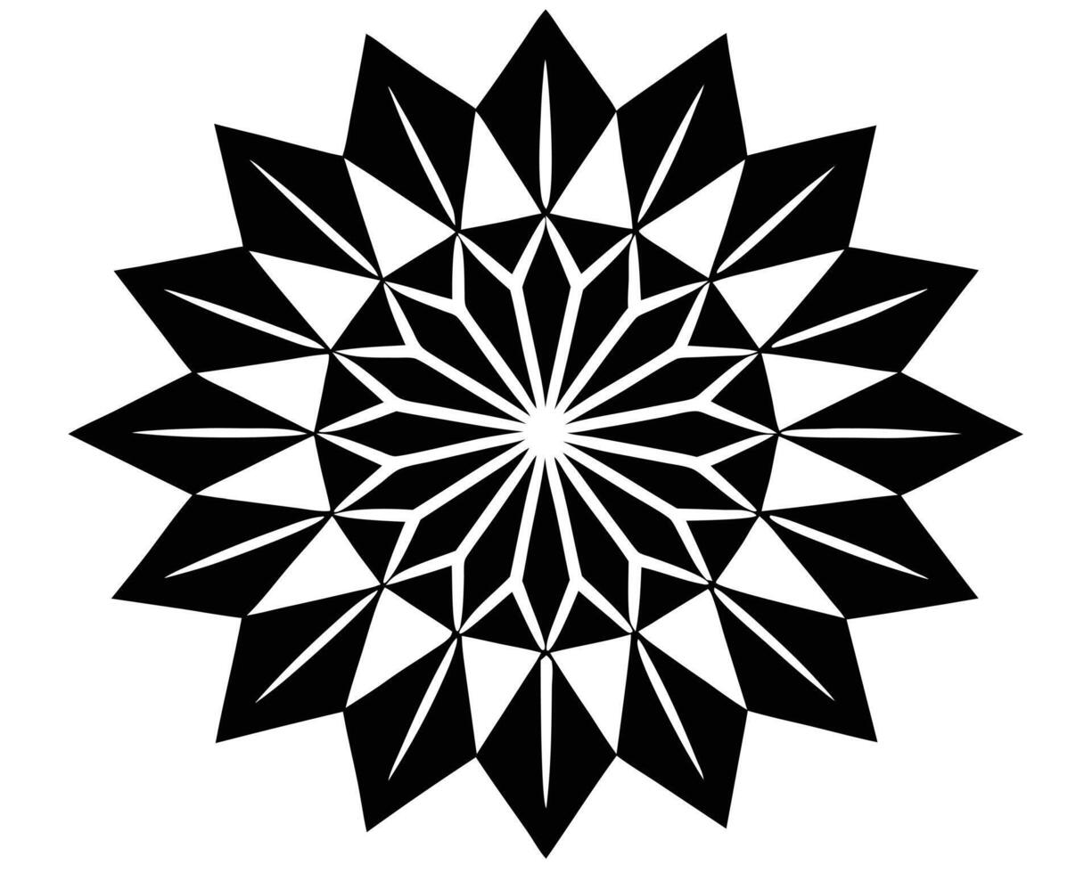 Dramatic Black and White Mandala Design Intricate Geometric Starburst Pattern for Artistic Decoration - Professional digital artwork with vibrant colors and detailed composition vector
