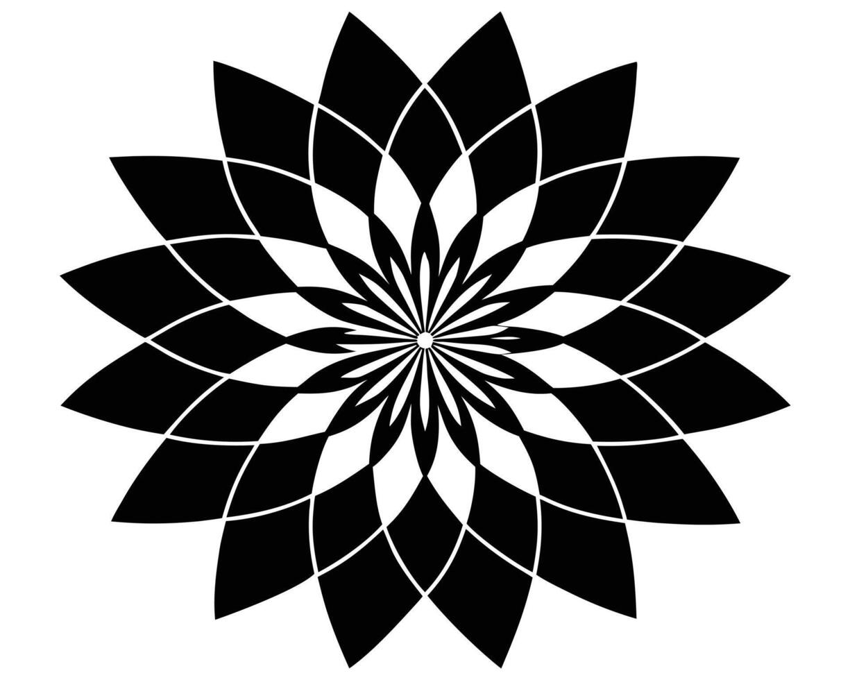 Elegant Black and White Mandala Flower Design Intricate Geometric Pattern for Spiritual and Artistic Inspiration vector