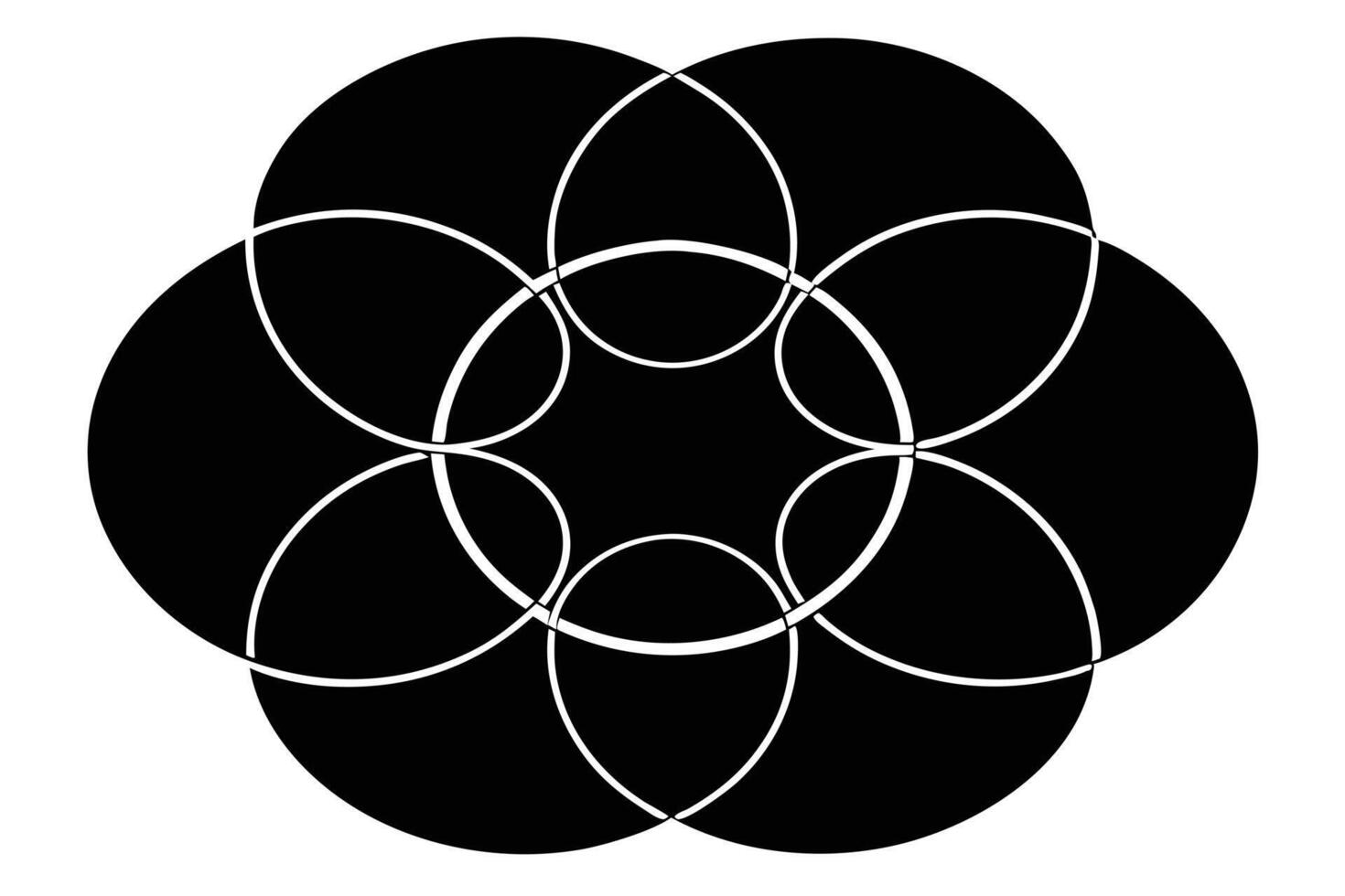 Abstract Black and White Circular Mandala Design Interlocking Circles Create a Serene and Symmetrical Pattern vector
