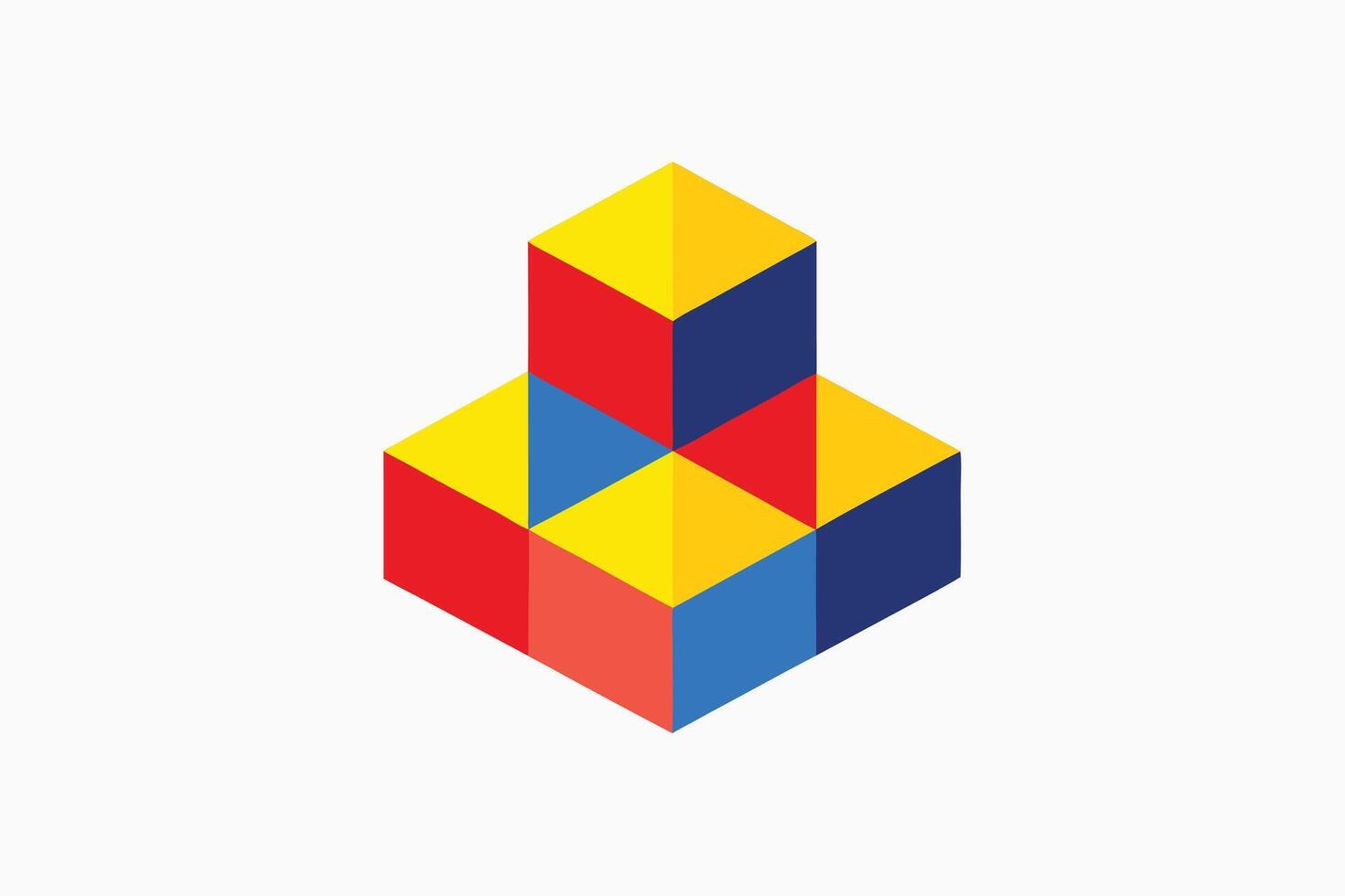 Colorful Cubes Stacked in Isometric View A Playful, Creative, and Modern Abstract Design for Branding vector