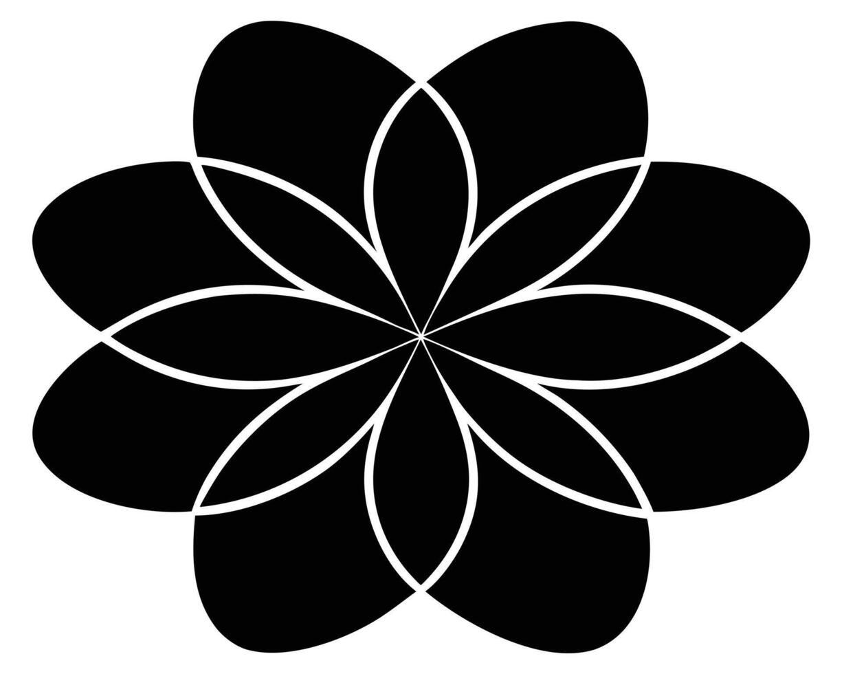 Elegant Black and White Abstract Floral Design Serene Symmetrical Flower Illustration for Modern Decor, Branding, and Art vector