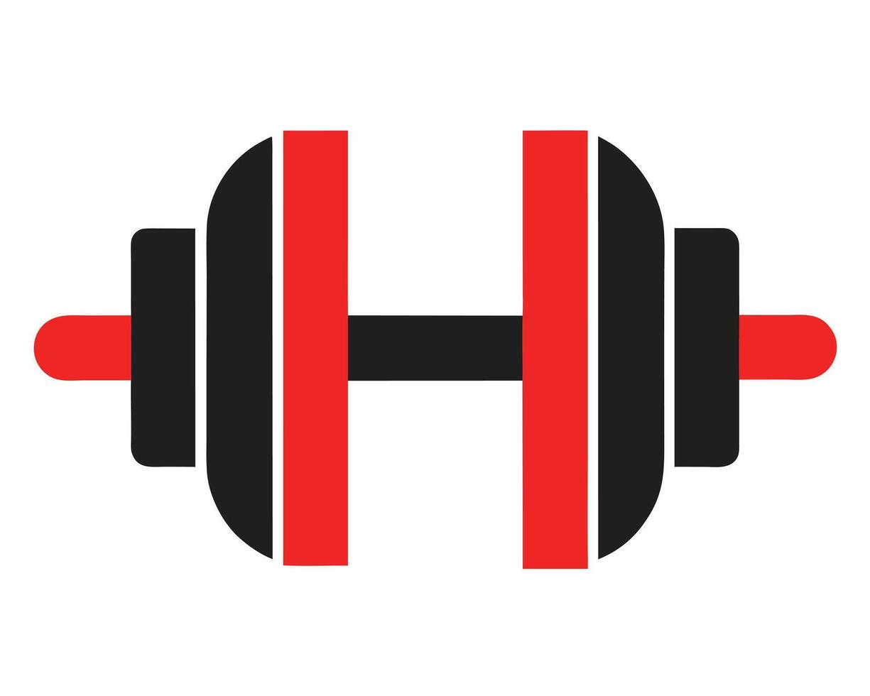 Bold Red and Black Dumbbell Icon Fitness Strength Training Gym Equipment Graphic - Professional digital artwork with vibrant colors and detailed composition vector