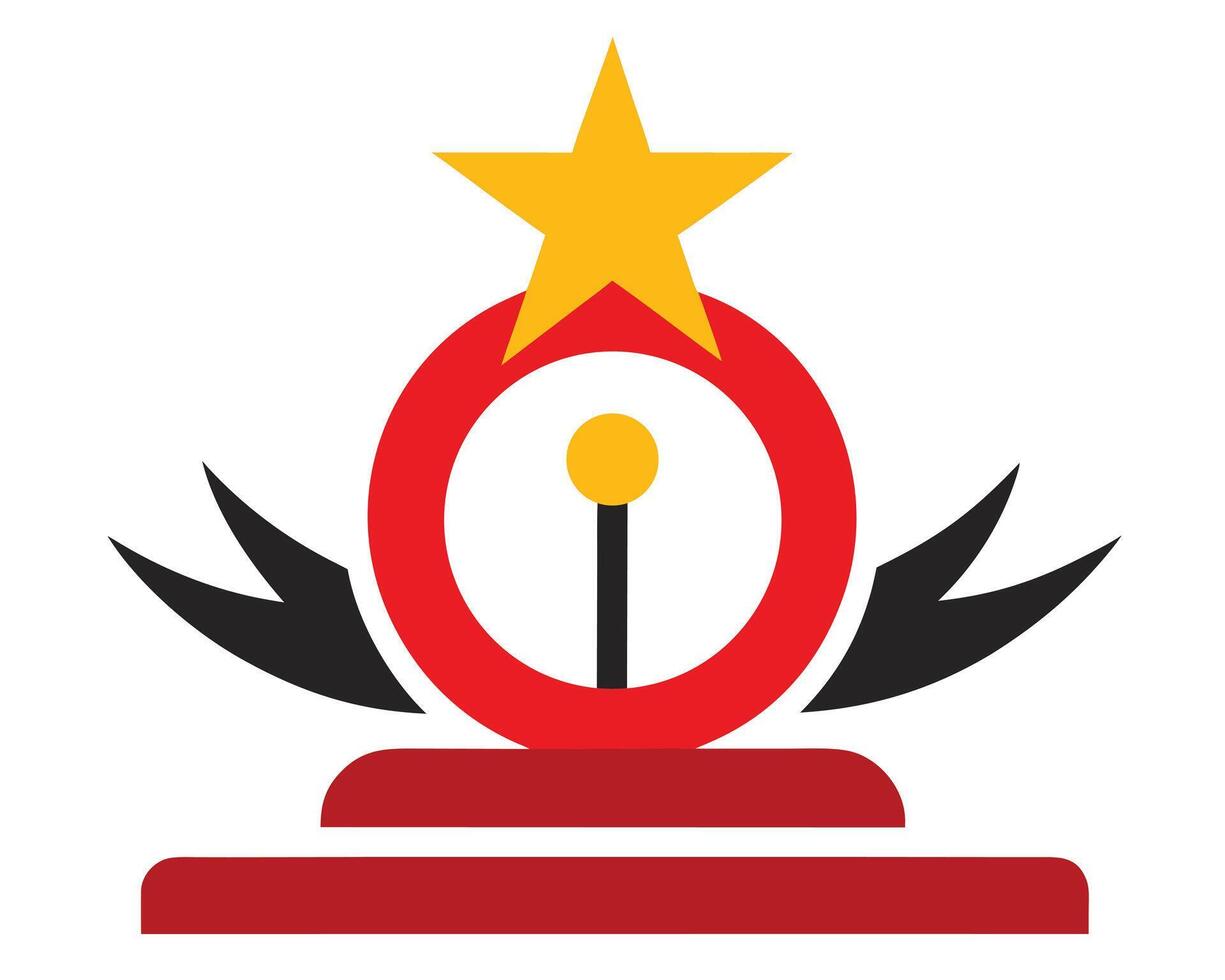 Abstract Award Emblem Celebratory Red and Gold Achievement Star Trophy on a White Background - Professional digital artwork with vibrant colors and detailed composition vector