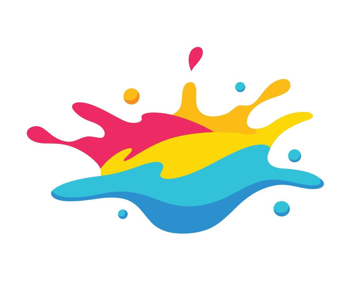 Vibrant Colorful Paint Splashes Exploding on White Background A Joyful, Energetic Abstract Illustration - Professional digital artwork with vibrant colors and detailed composition vector