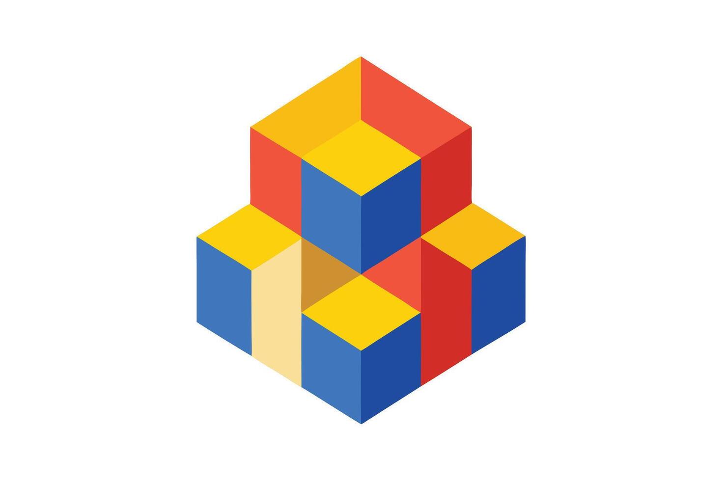 Vibrant Colorful Cubes Interlocking in a Playful Geometric Composition, Abstract Modern Art Design - Professional digital artwork with vibrant colors and detailed composition vector