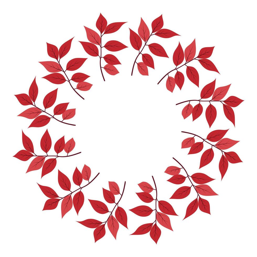 Circle frame of red ash tree branch. vector