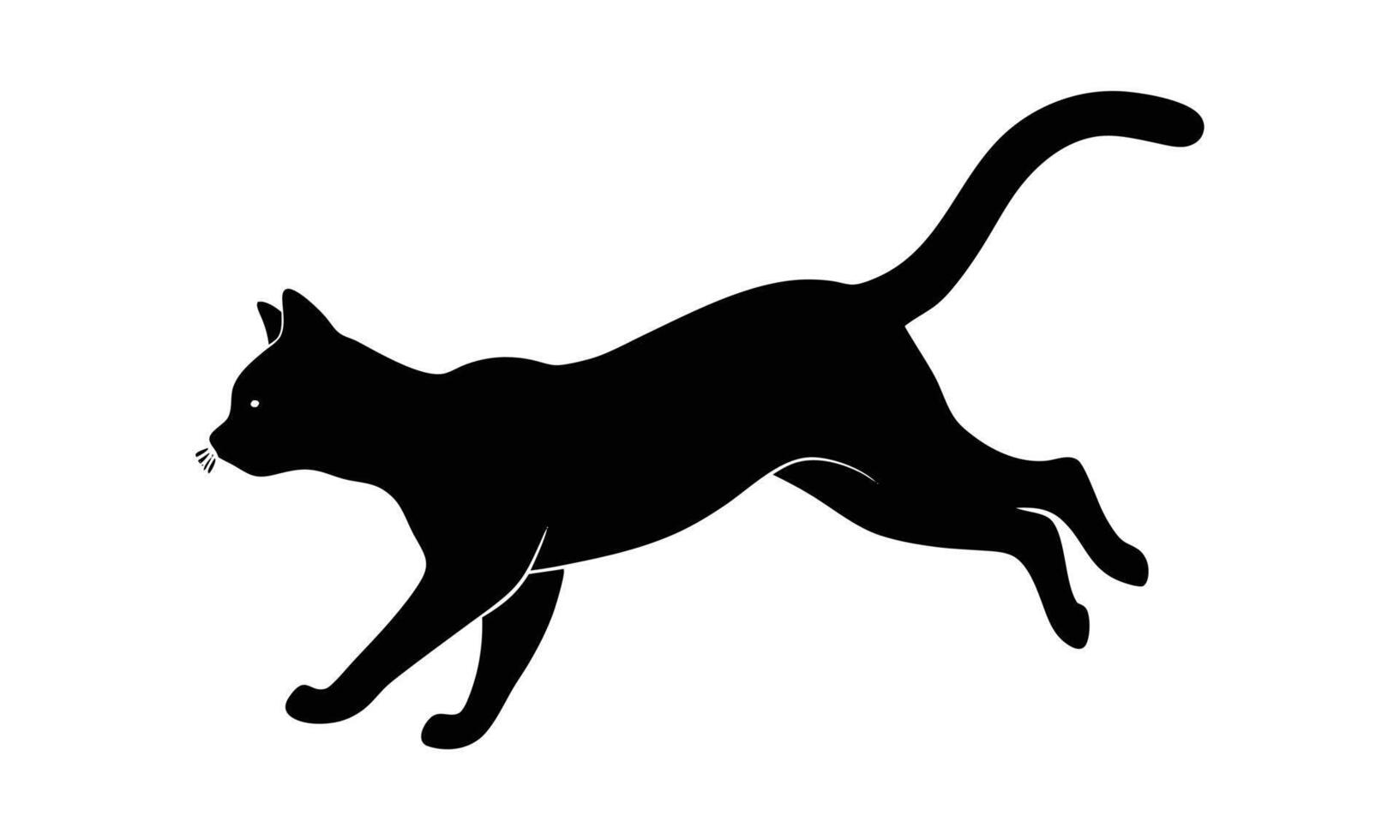 Black cat silhouette leaping dynamic action vector