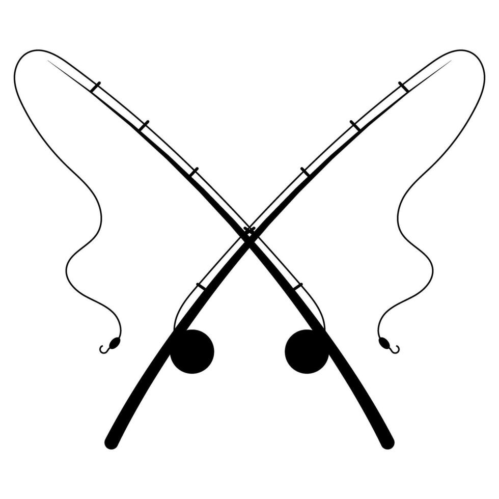 fishing rod and reel icon over white background, flat design, illustration vector