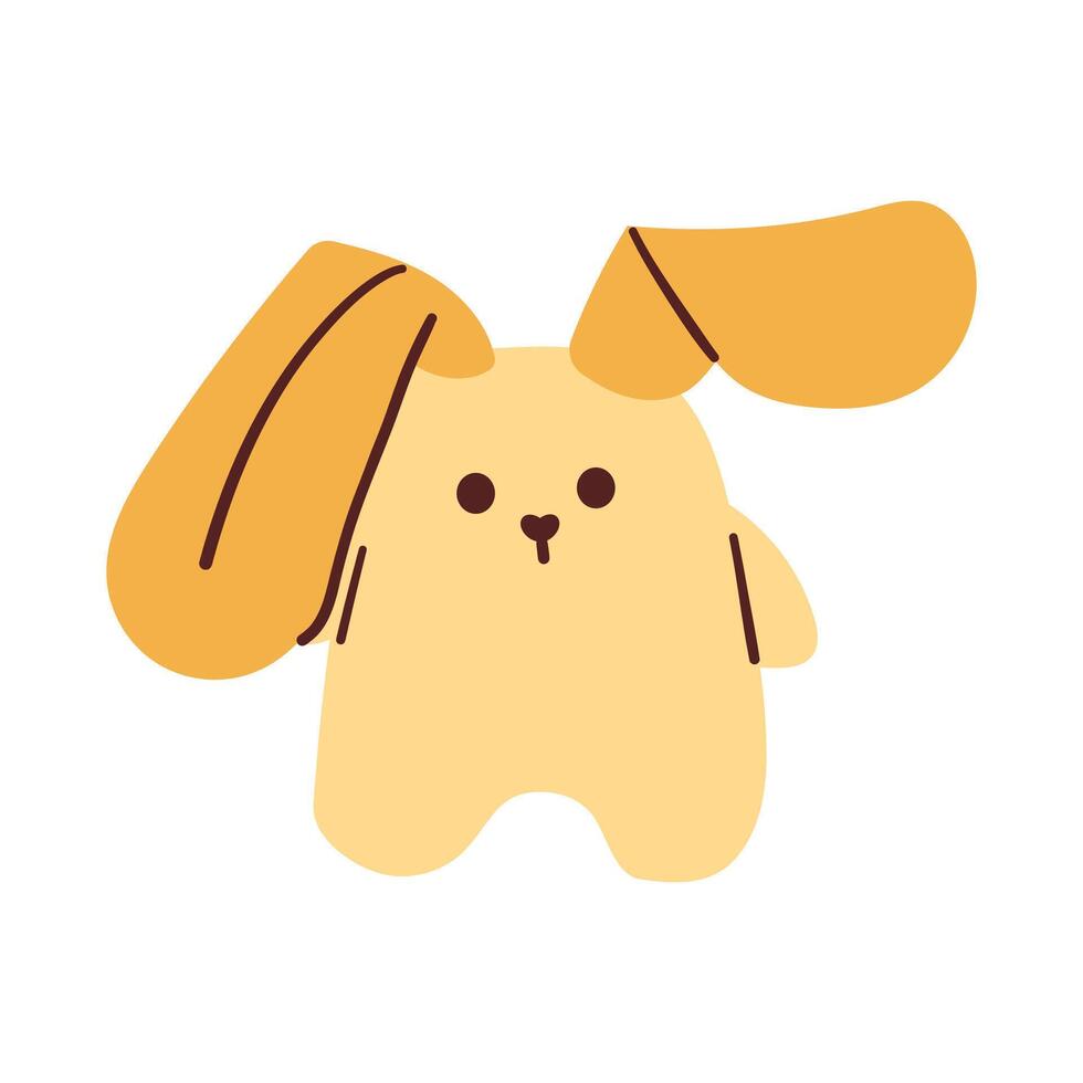 Cute colorful bunny rabbit cartoon icon. Child toy. Idea for decors, picture in frame, gifts, ornaments, celebrations, invitation, greeting, holidays, childhood themes. isolated artwork. vector