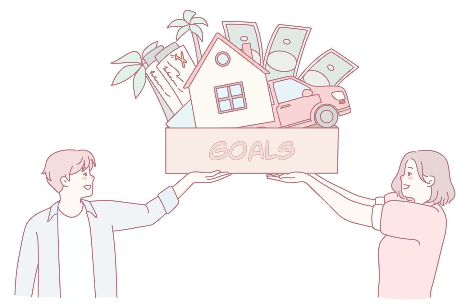 Working Towards Achieving Goals Together Shared Aspirations and Dreams in Lifes Journey vector