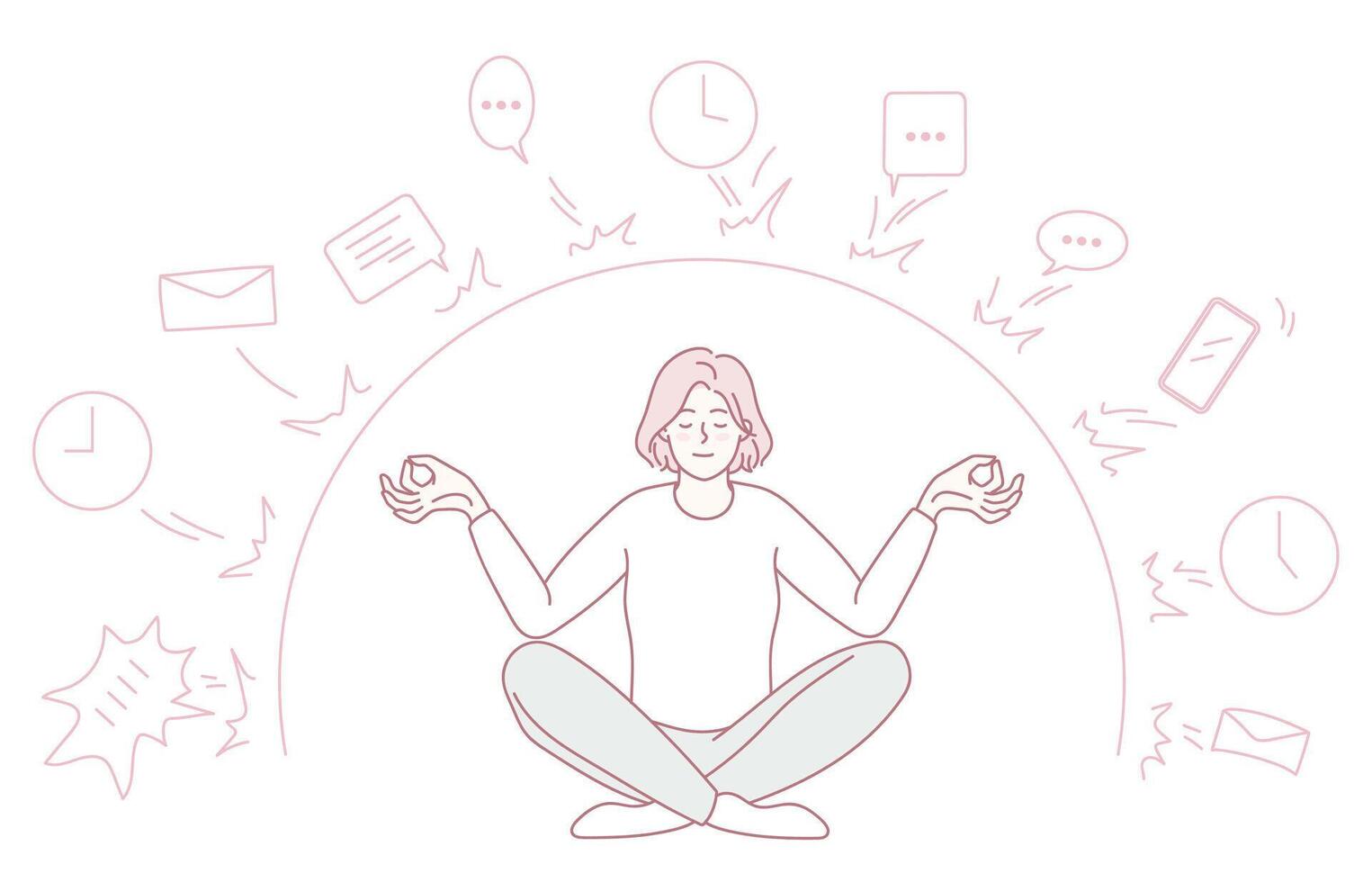 Meditation and Balance Amidst Daily Tasks for a Harmonious Lifestyle Filled with Growth and Peace vector