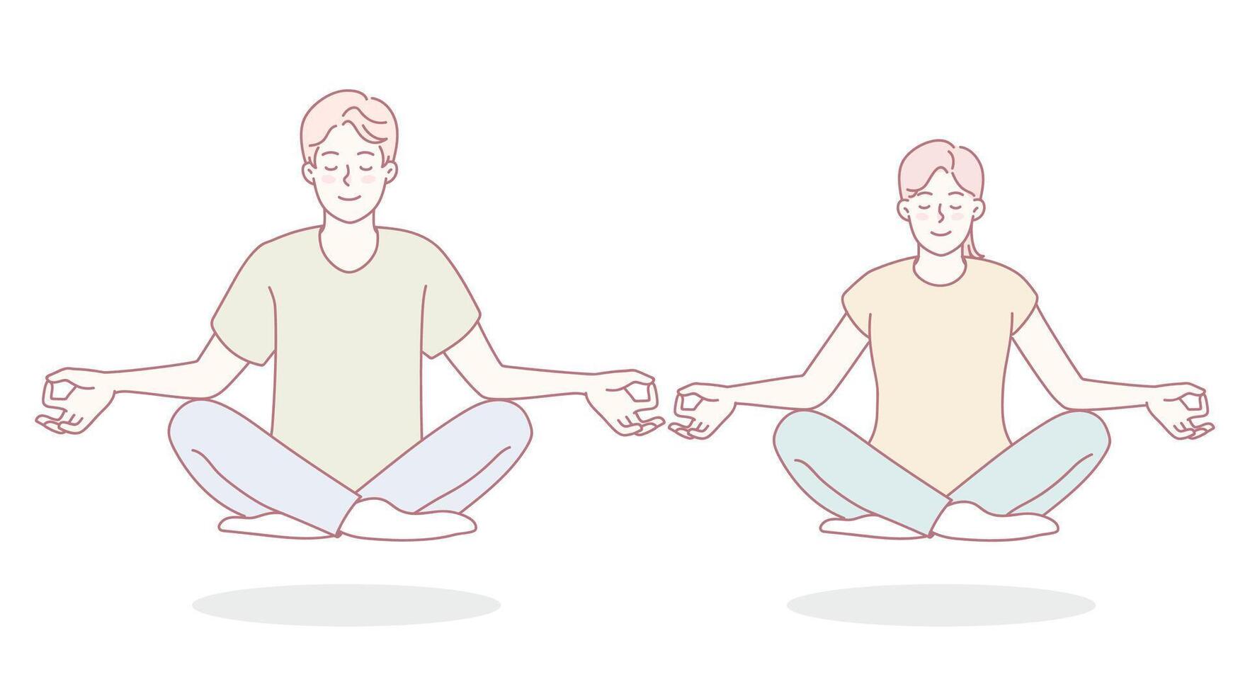 A Loving Couple Meditating Together in a State of Peaceful Harmony and Tranquility vector