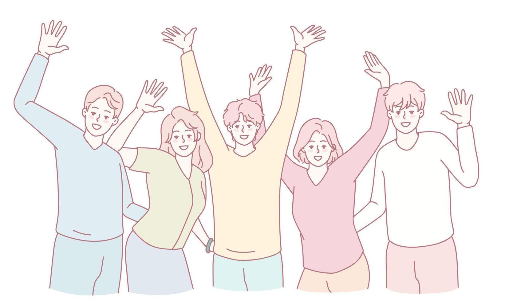 group of friends celebrating together vector