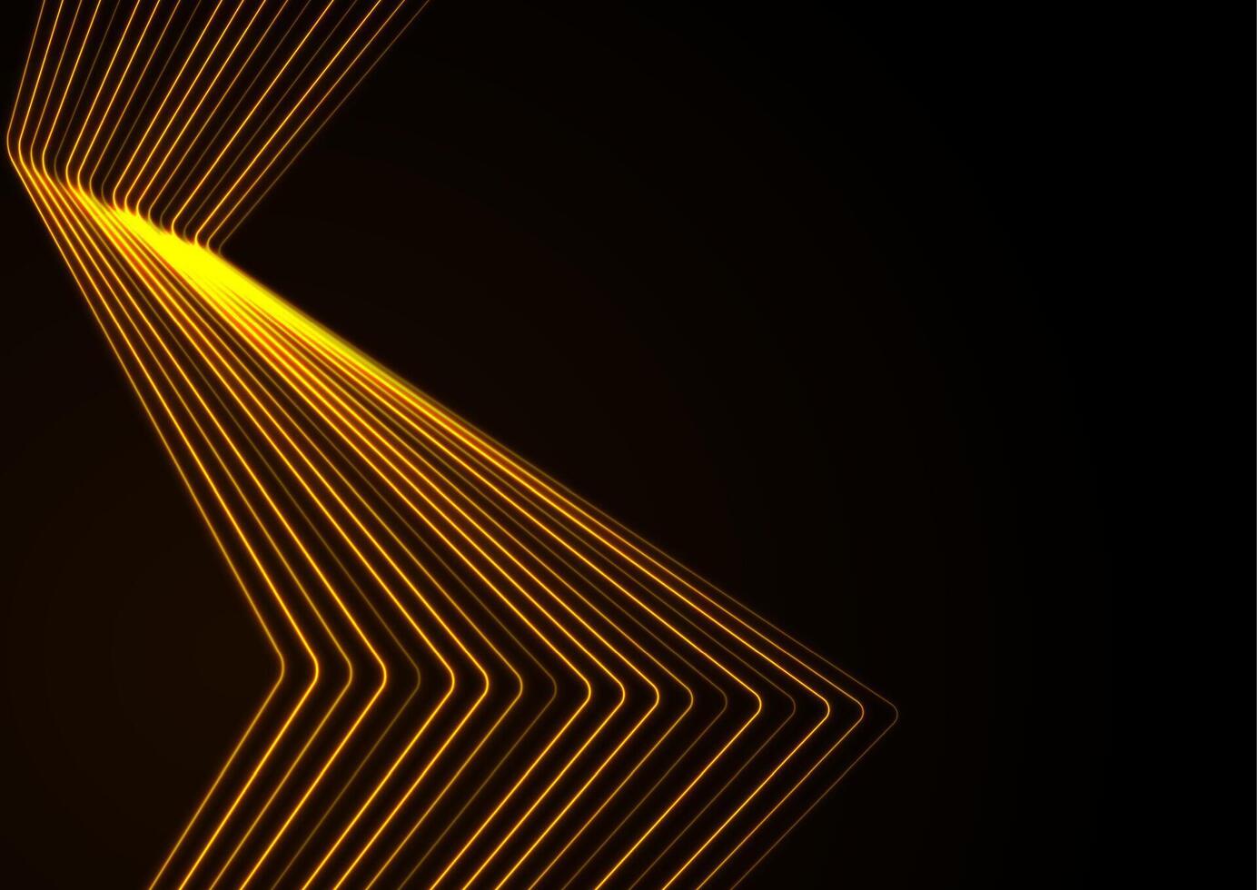 Bright orange neon laser curved lines technology background vector